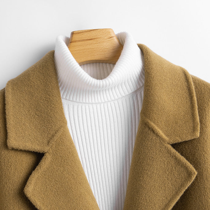 Josephine Wool Cropped Coat – Double-Breasted Notched-Lapel Tailored Outerwear