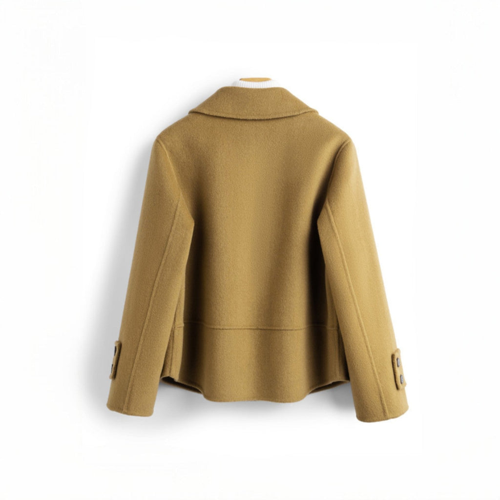 Josephine Wool Cropped Coat – Double-Breasted Notched-Lapel Tailored Outerwear