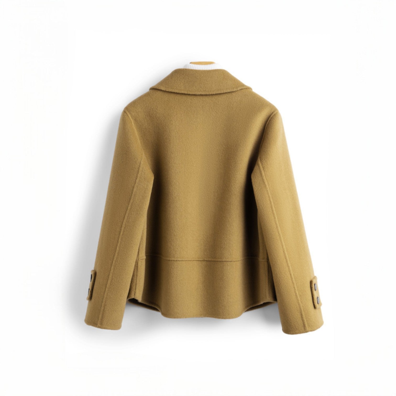 Josephine Wool Cropped Coat – Double-Breasted Notched-Lapel Tailored Outerwear
