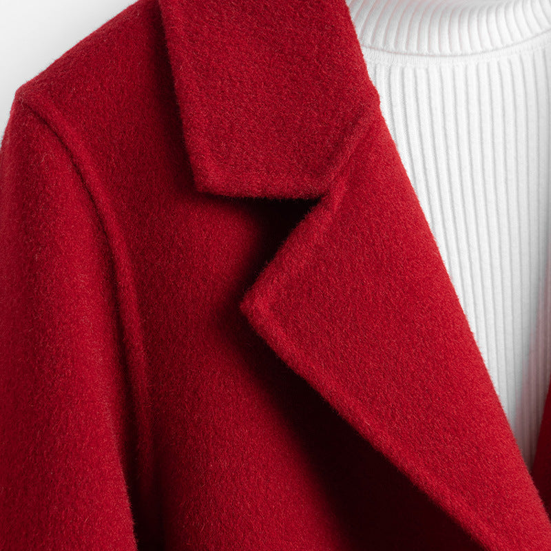 Josephine Wool Cropped Coat – Double-Breasted Notched-Lapel Tailored Outerwear