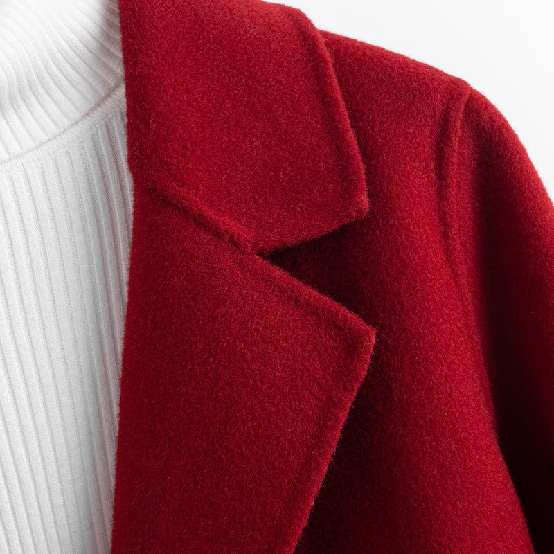 Josephine Wool Cropped Coat – Double-Breasted Notched-Lapel Tailored Outerwear