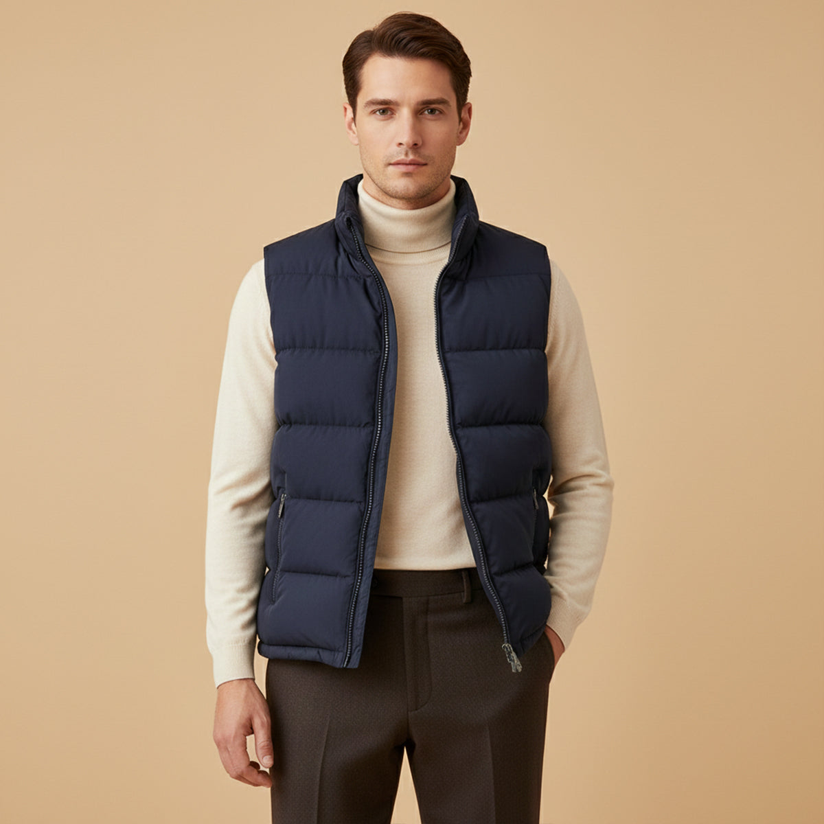 Luca Quilted Padded Puffer Vest – Stand-Collar Zip-Up Layering Gilet