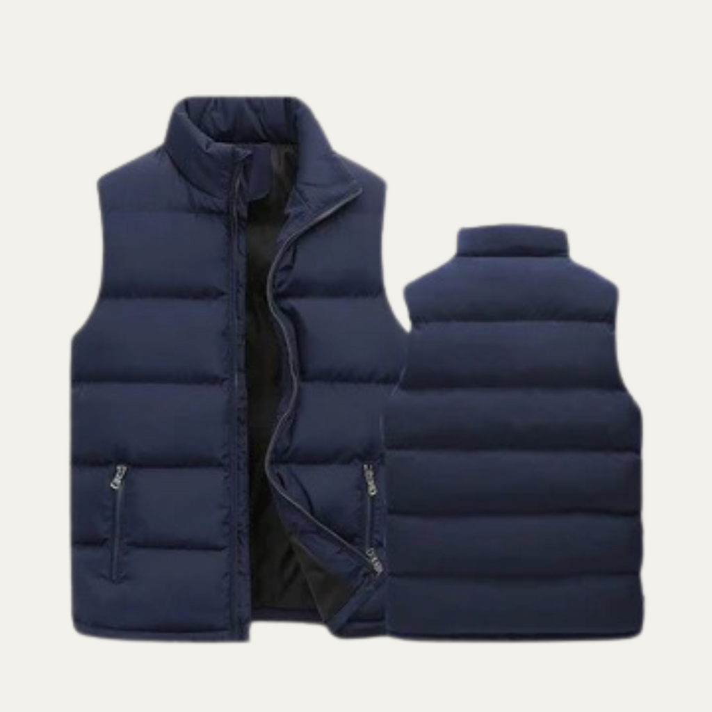 Luca Quilted Padded Puffer Vest – Stand-Collar Zip-Up Layering Gilet