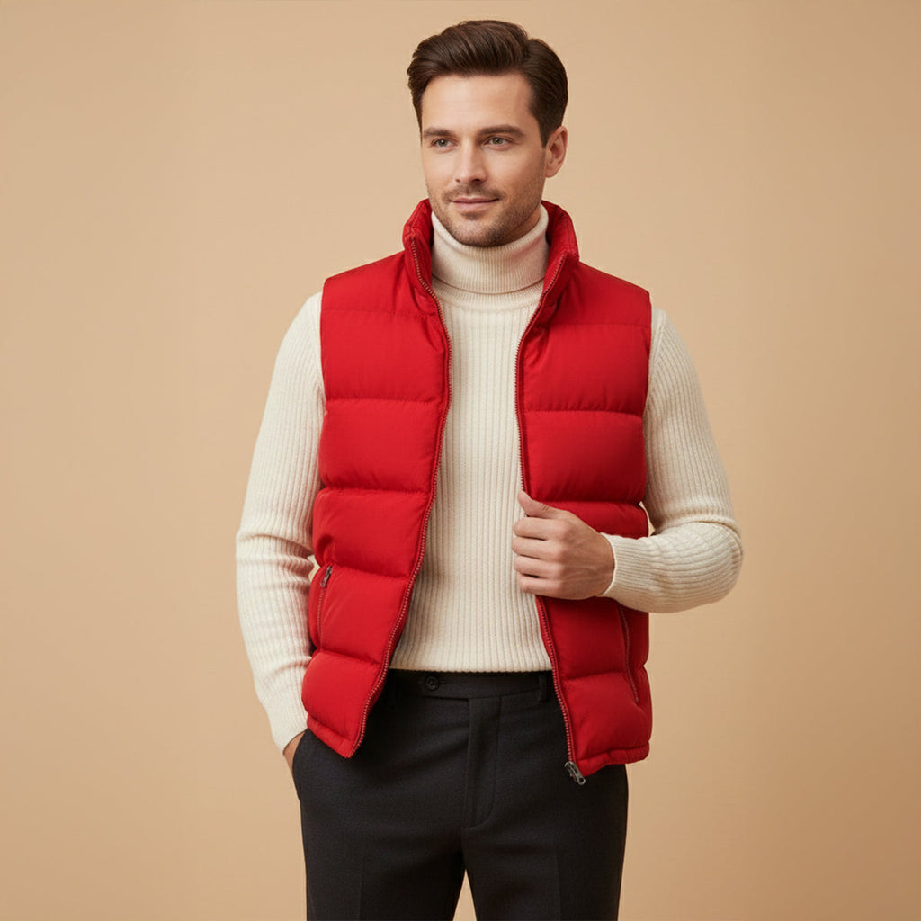 Luca Quilted Padded Puffer Vest – Stand-Collar Zip-Up Layering Gilet