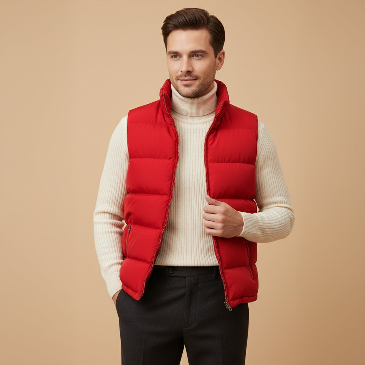 Luca Quilted Padded Puffer Vest – Stand-Collar Zip-Up Layering Gilet
