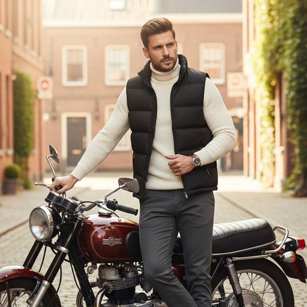 Luca Quilted Padded Puffer Vest – Stand-Collar Zip-Up Layering Gilet