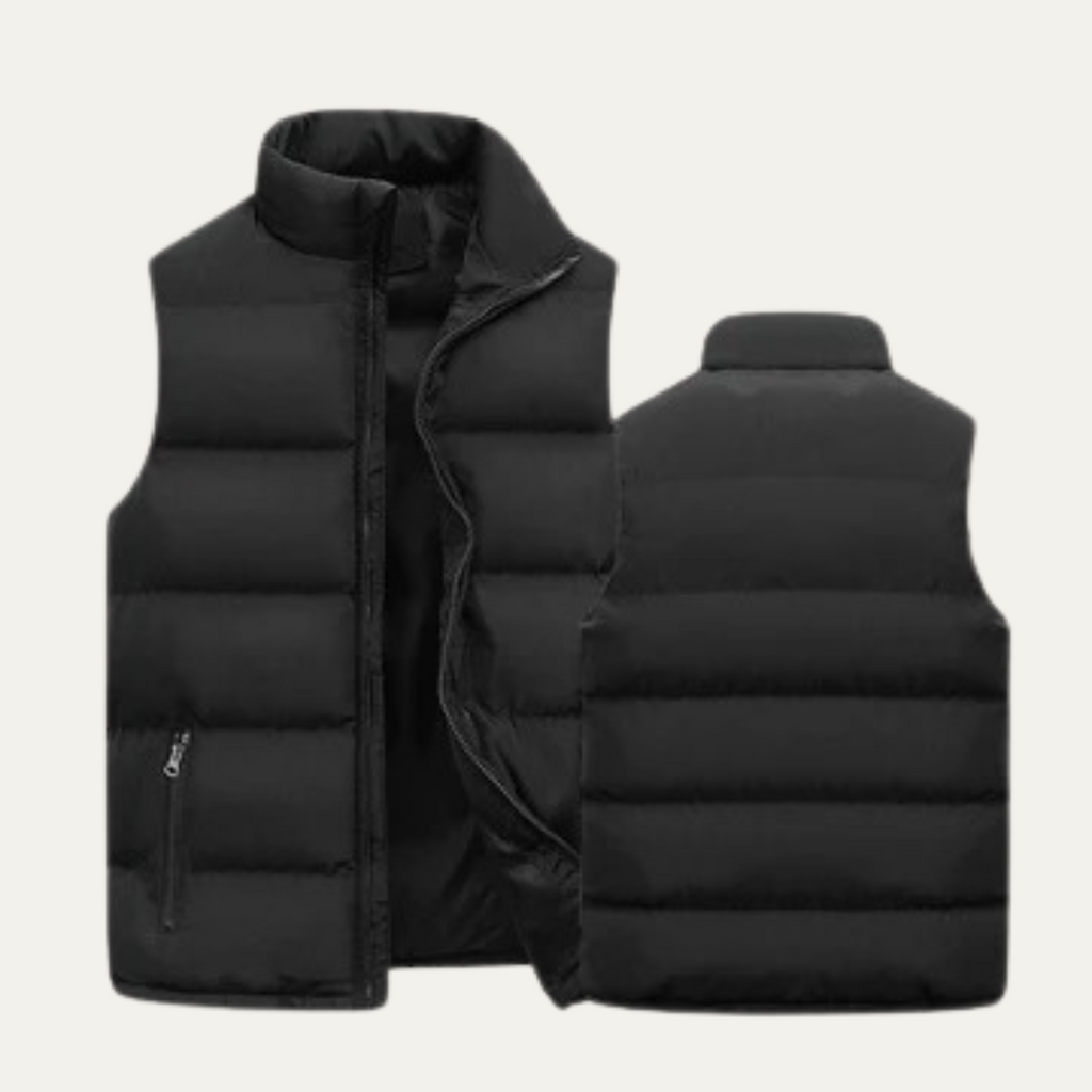 Luca Quilted Padded Puffer Vest – Stand-Collar Zip-Up Layering Gilet
