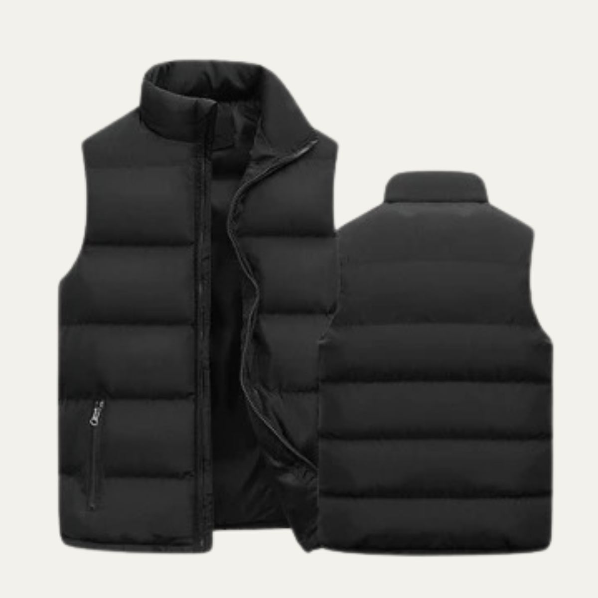 Luca Quilted Padded Puffer Vest – Stand-Collar Zip-Up Layering Gilet