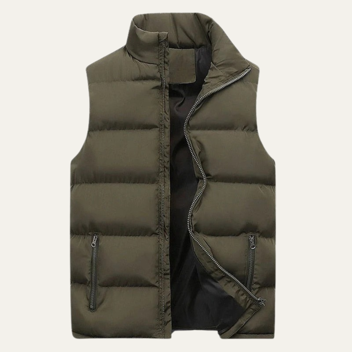 Luca Quilted Padded Puffer Vest – Stand-Collar Zip-Up Layering Gilet