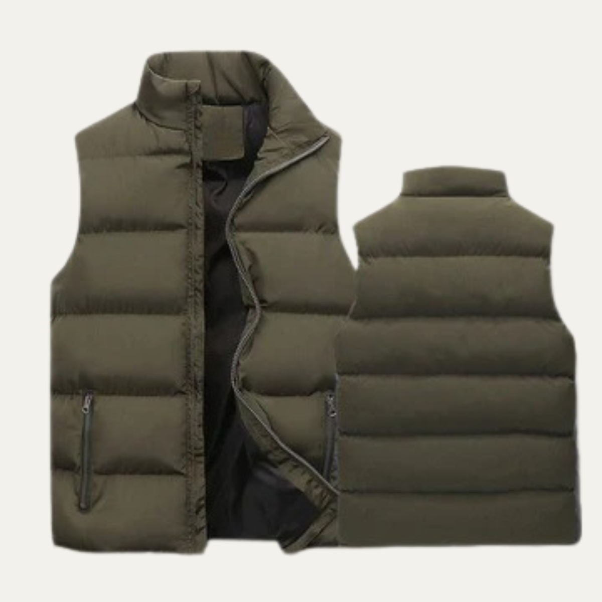 Luca Quilted Padded Puffer Vest – Stand-Collar Zip-Up Layering Gilet