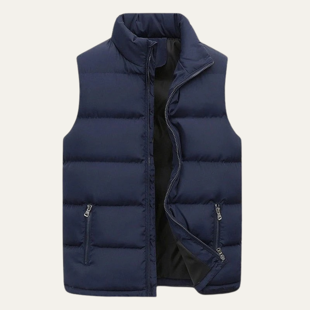 Luca Quilted Padded Puffer Vest – Stand-Collar Zip-Up Layering Gilet