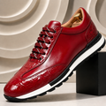 Luciano Cowhide Leather Sneakers – Croc-Embossed Orthopedic Lace-Up Footwear
