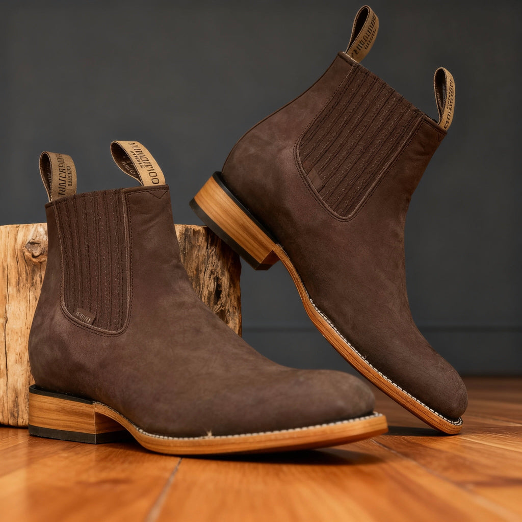 Luciano Suede Chelsea Boots – Stacked Heel Ranch-Style Ankle Footwear