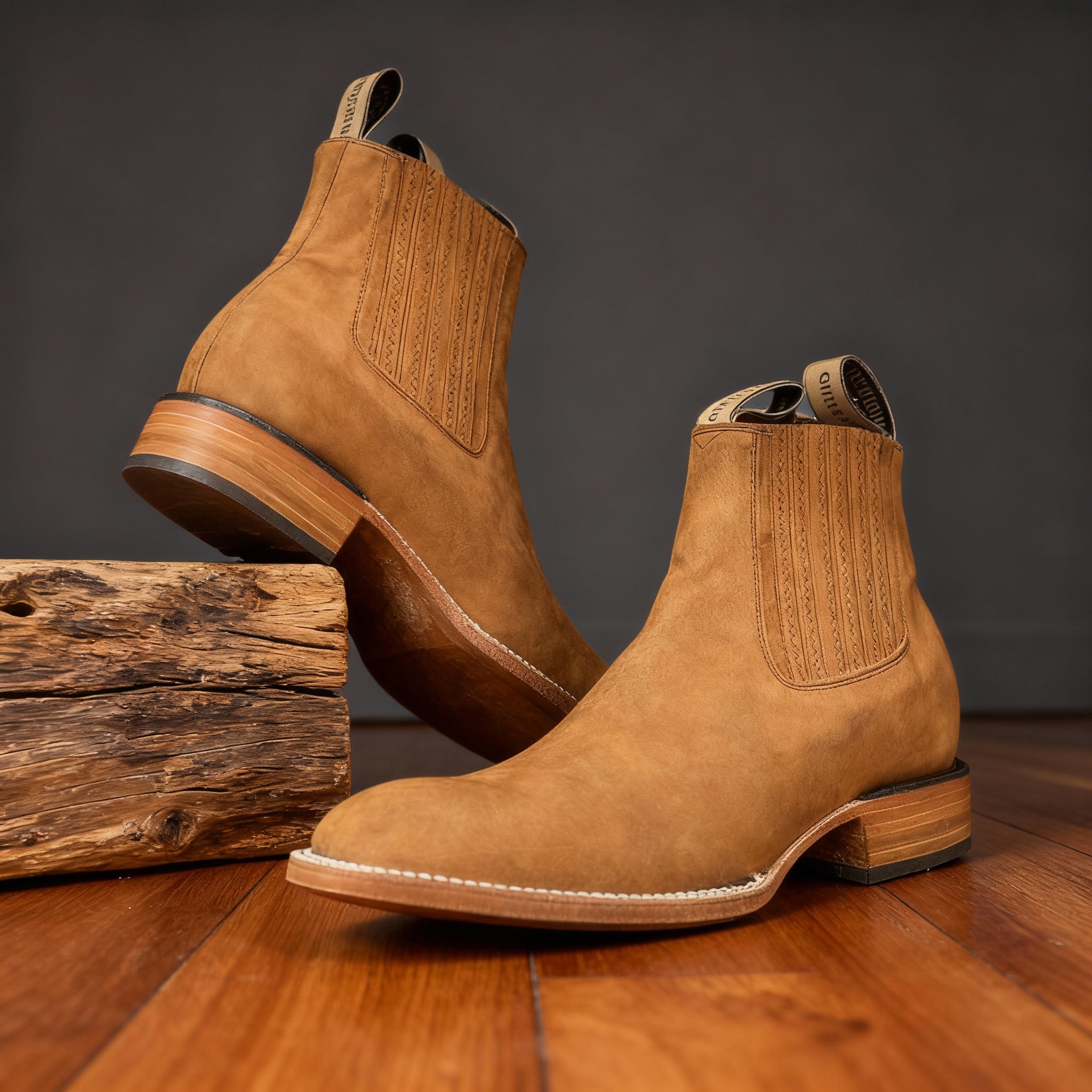 Luciano Suede Chelsea Boots – Stacked Heel Ranch-Style Ankle Footwear