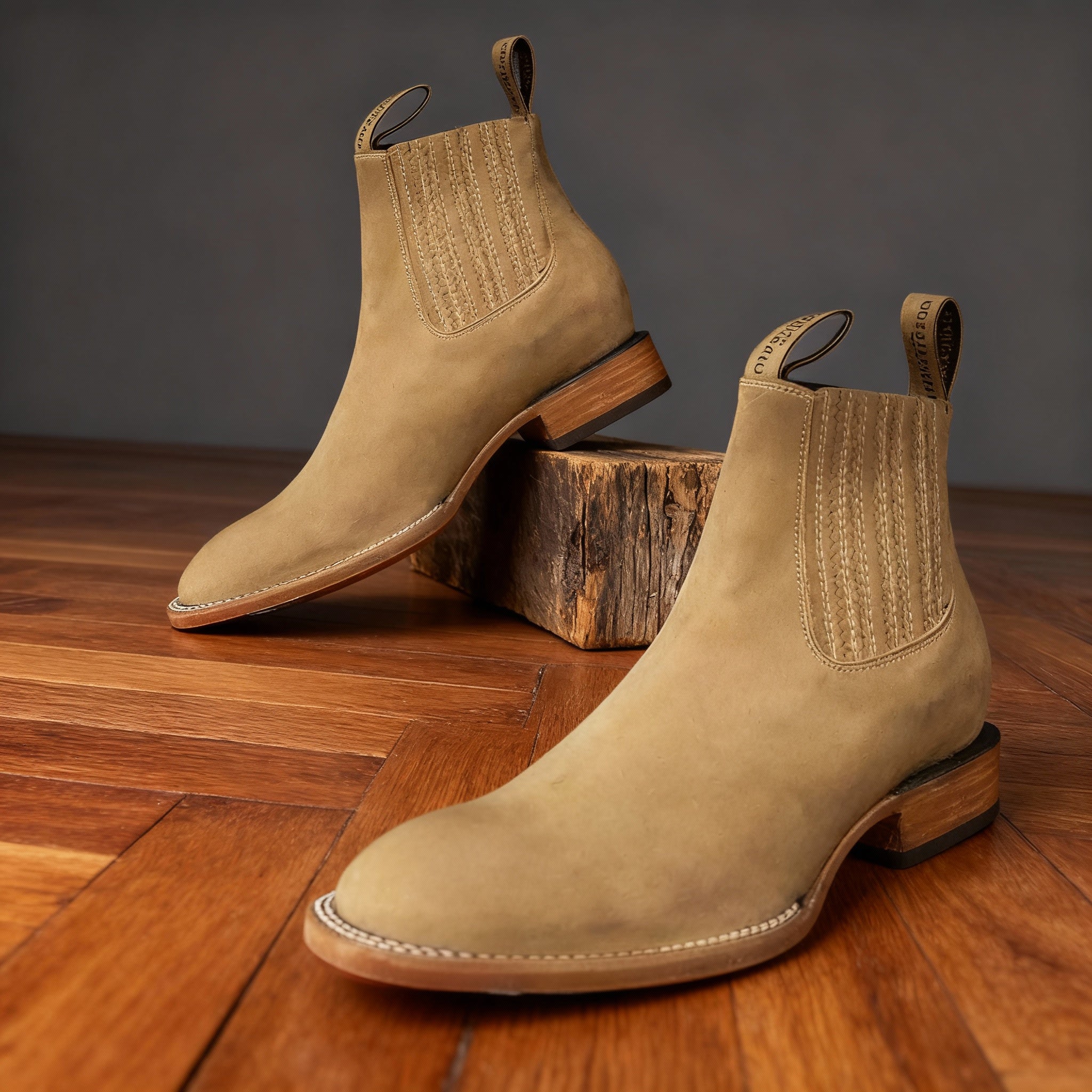 Luciano Suede Chelsea Boots – Stacked Heel Ranch-Style Ankle Footwear