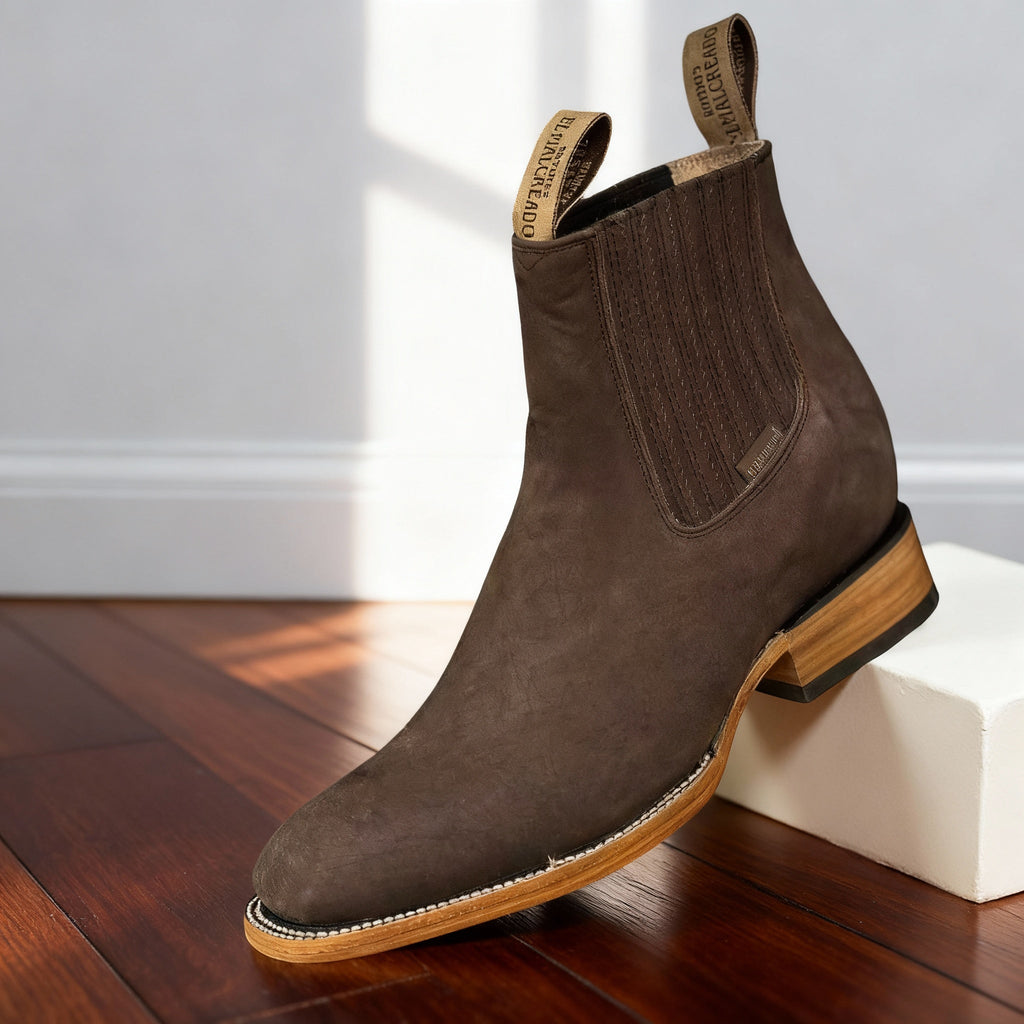 Luciano Suede Chelsea Boots – Stacked Heel Ranch-Style Ankle Footwear