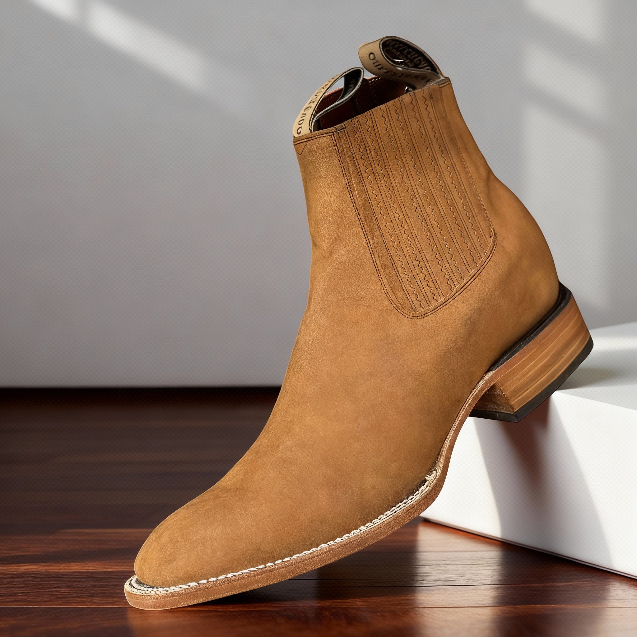 Luciano Suede Chelsea Boots – Stacked Heel Ranch-Style Ankle Footwear