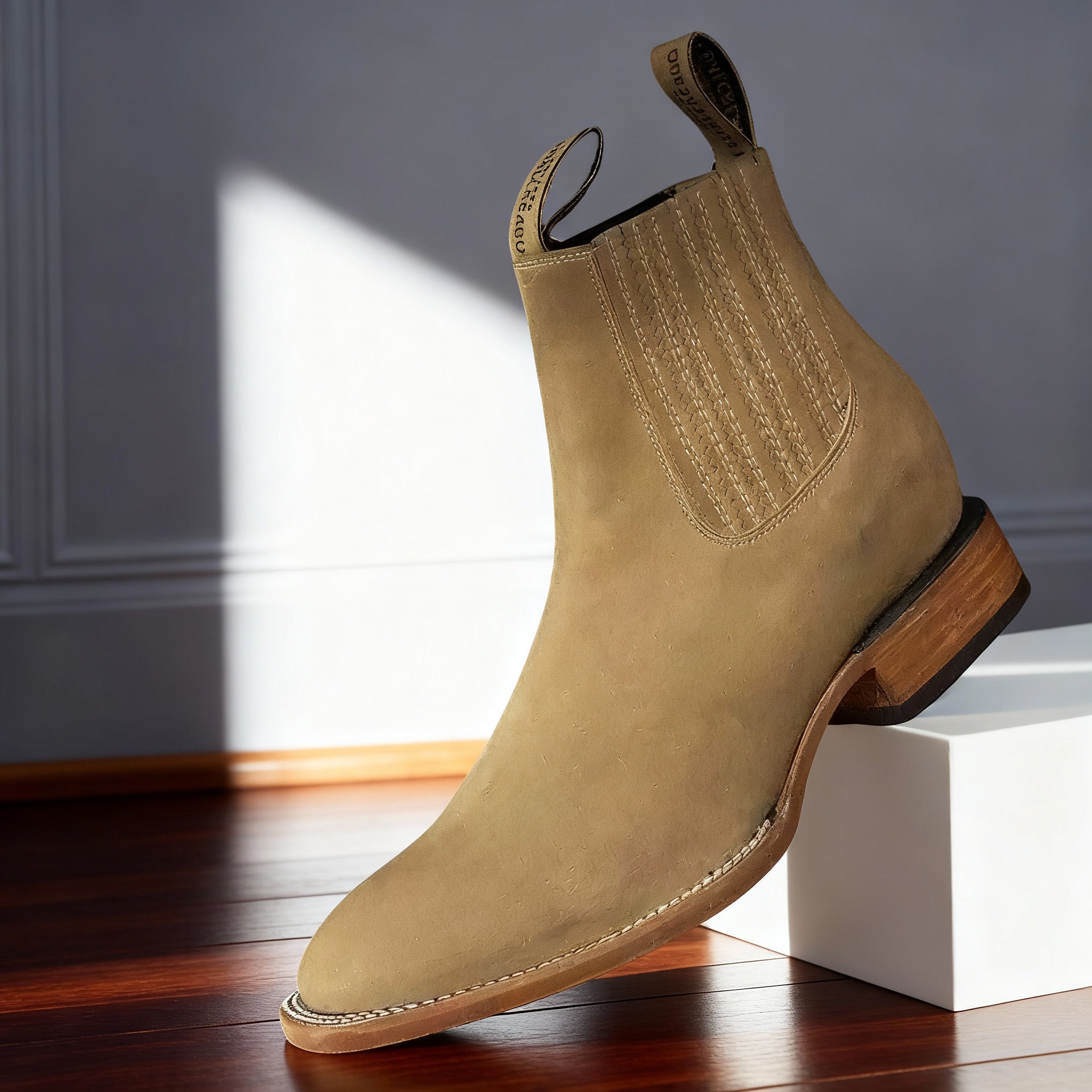 Luciano Suede Chelsea Boots – Stacked Heel Ranch-Style Ankle Footwear