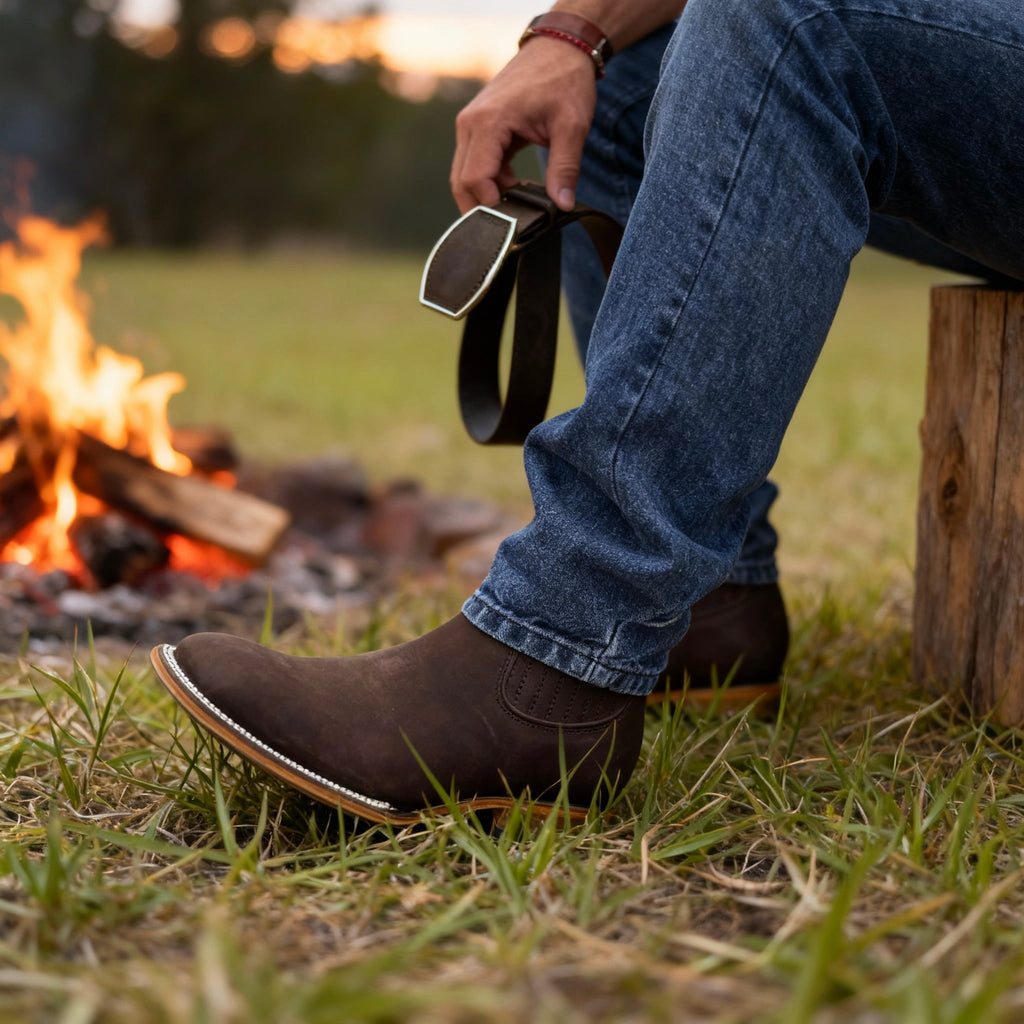 Luciano Suede Chelsea Boots – Stacked Heel Ranch-Style Ankle Footwear