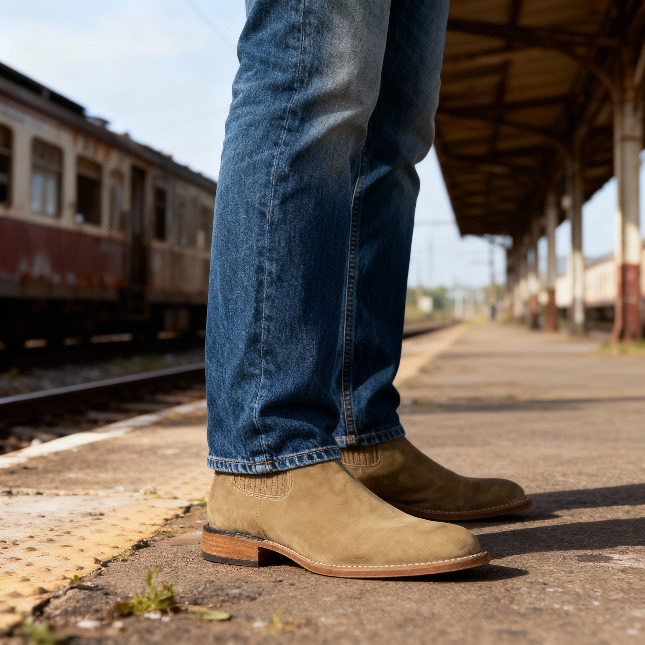 Luciano Suede Chelsea Boots – Stacked Heel Ranch-Style Ankle Footwear