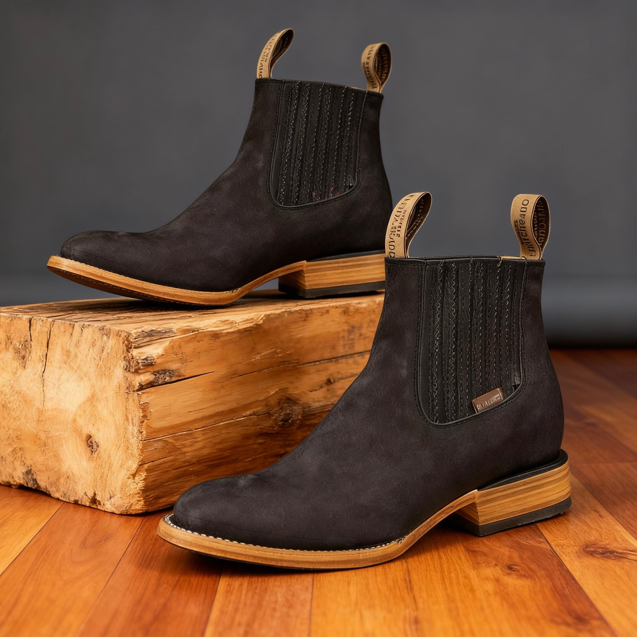 Luciano Suede Chelsea Boots – Stacked Heel Ranch-Style Ankle Footwear