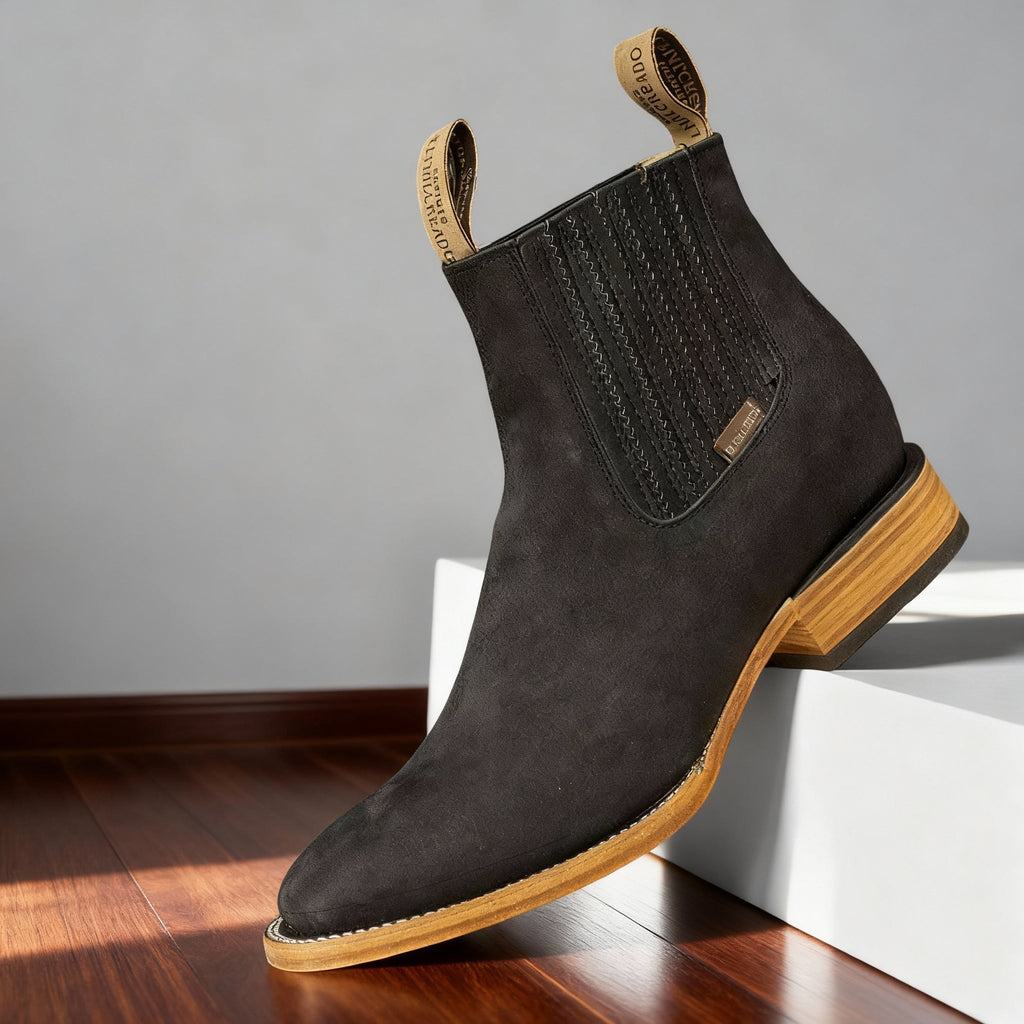 Luciano Suede Chelsea Boots – Stacked Heel Ranch-Style Ankle Footwear