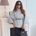 Madonna Wool Blend Cape Jacket – Batwing-Sleeve Single-Breasted Belted Outerwear