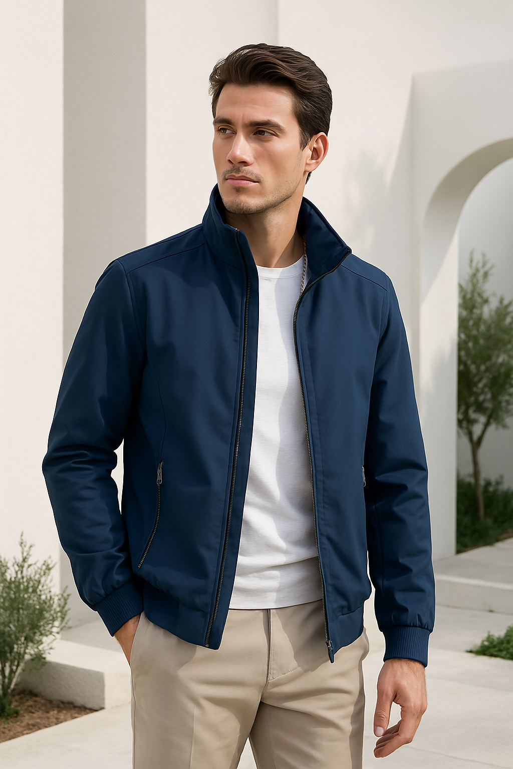 Marco Lightweight Bomber Jacket – Structured-Fit Stand-Collar Zip-Up Outerwear