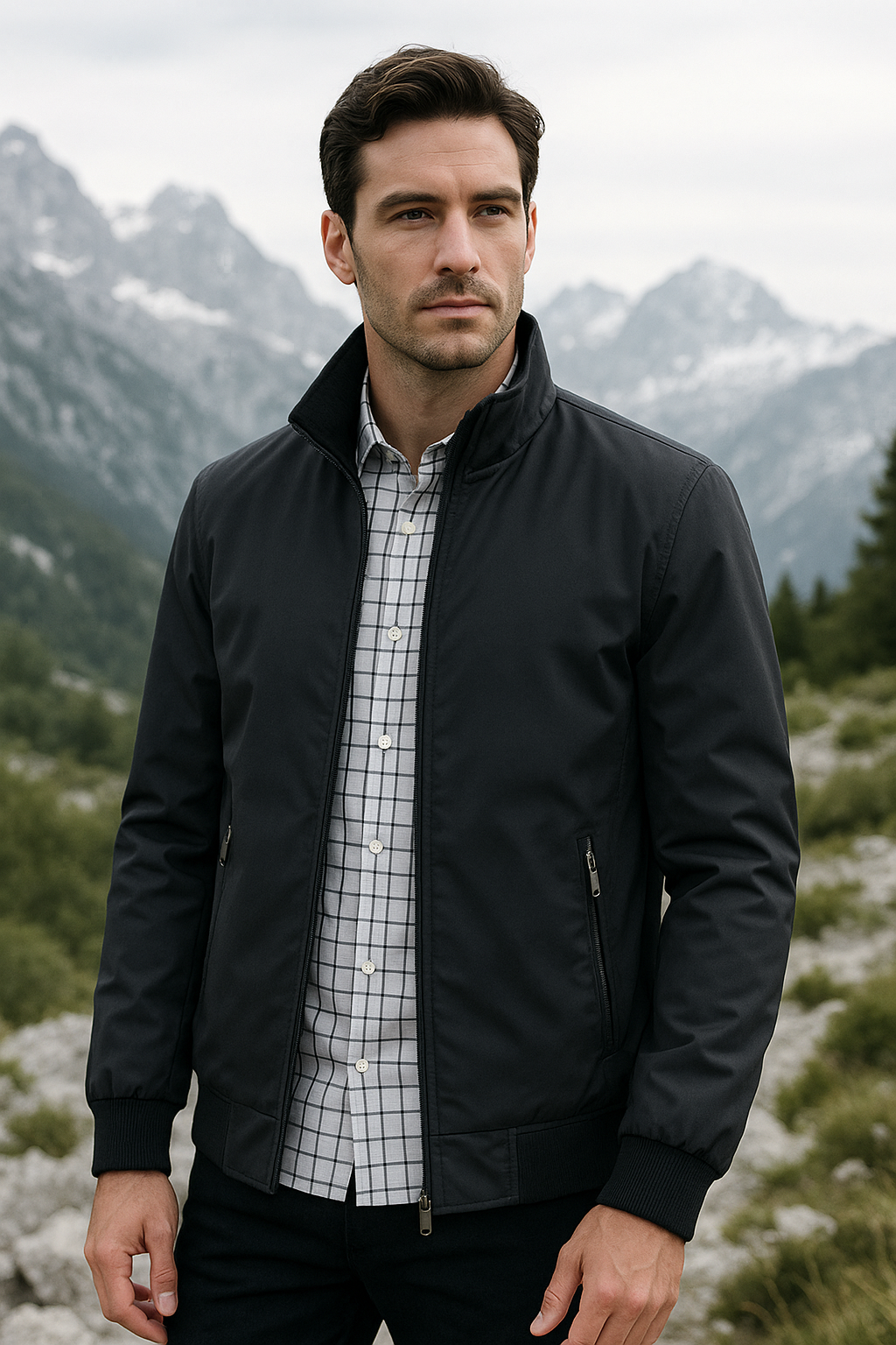 Marco Lightweight Bomber Jacket – Structured-Fit Stand-Collar Zip-Up Outerwear