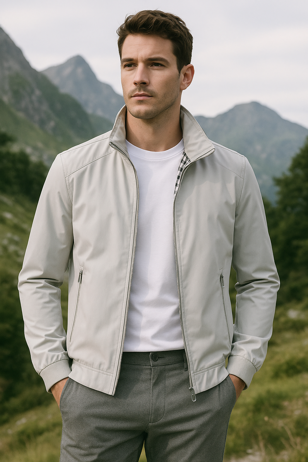 Marco Lightweight Bomber Jacket – Structured-Fit Stand-Collar Zip-Up Outerwear