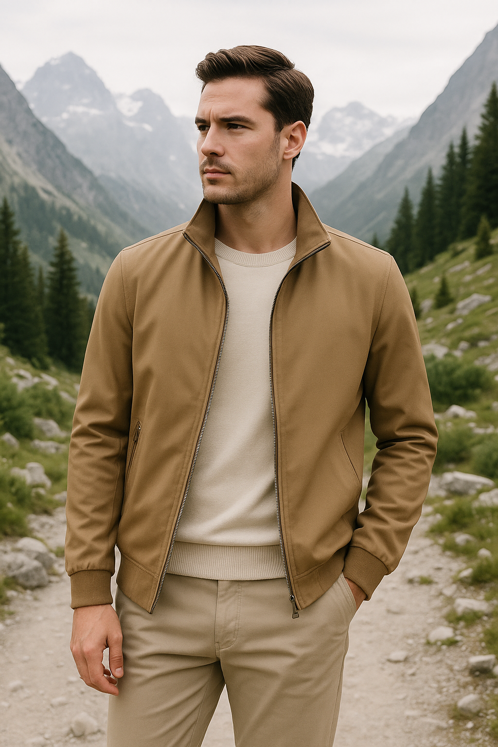 Marco Lightweight Bomber Jacket – Structured-Fit Stand-Collar Zip-Up Outerwear