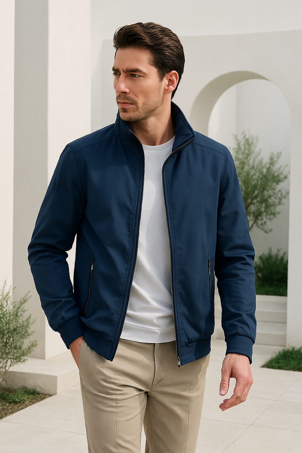 Marco Lightweight Bomber Jacket – Structured-Fit Stand-Collar Zip-Up Outerwear