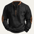 Marco Patterned Knit Half-Zip Sweater – Elbow-Patch Relaxed Layering Knitwear