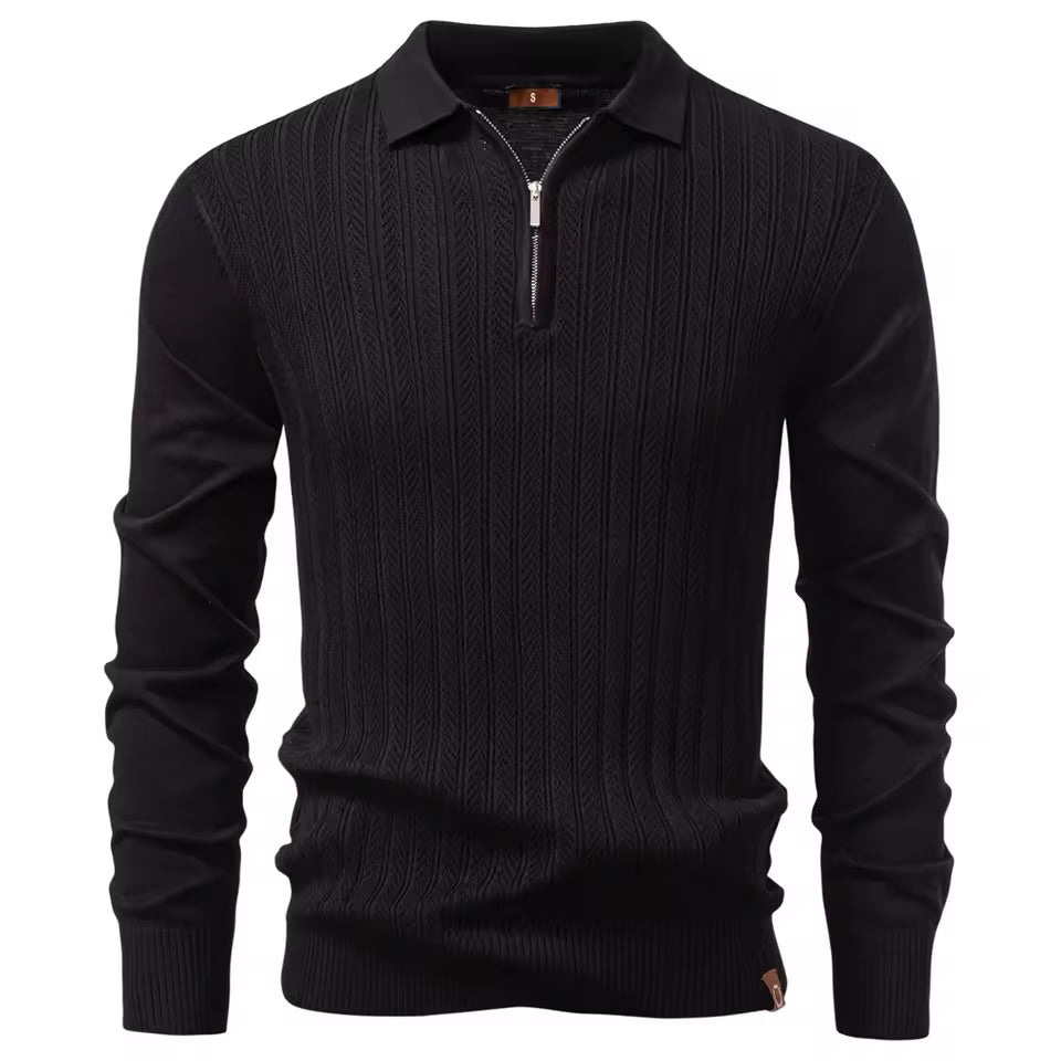 Mariano Quarter-Zip Sweater – Cable Knit Ribbed Collar Slim Pullover