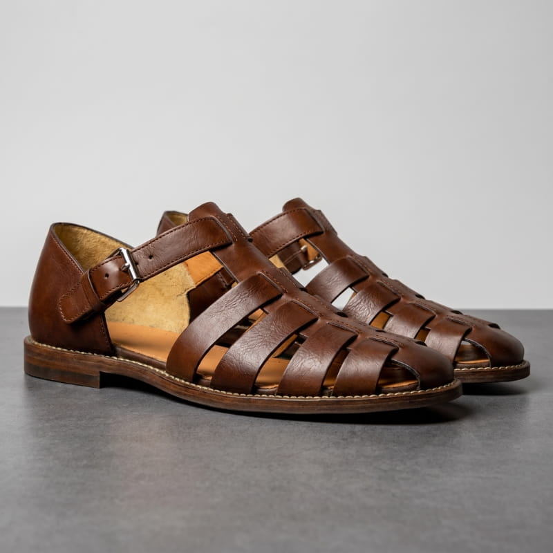 Marvin Leather Fisherman Sandals – Breathable Closed-Toe Buckled Footwear