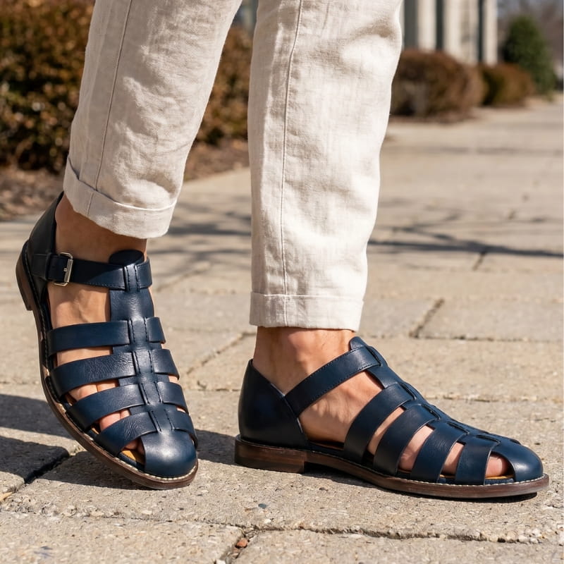 Marvin Leather Fisherman Sandals – Breathable Closed-Toe Buckled Footwear