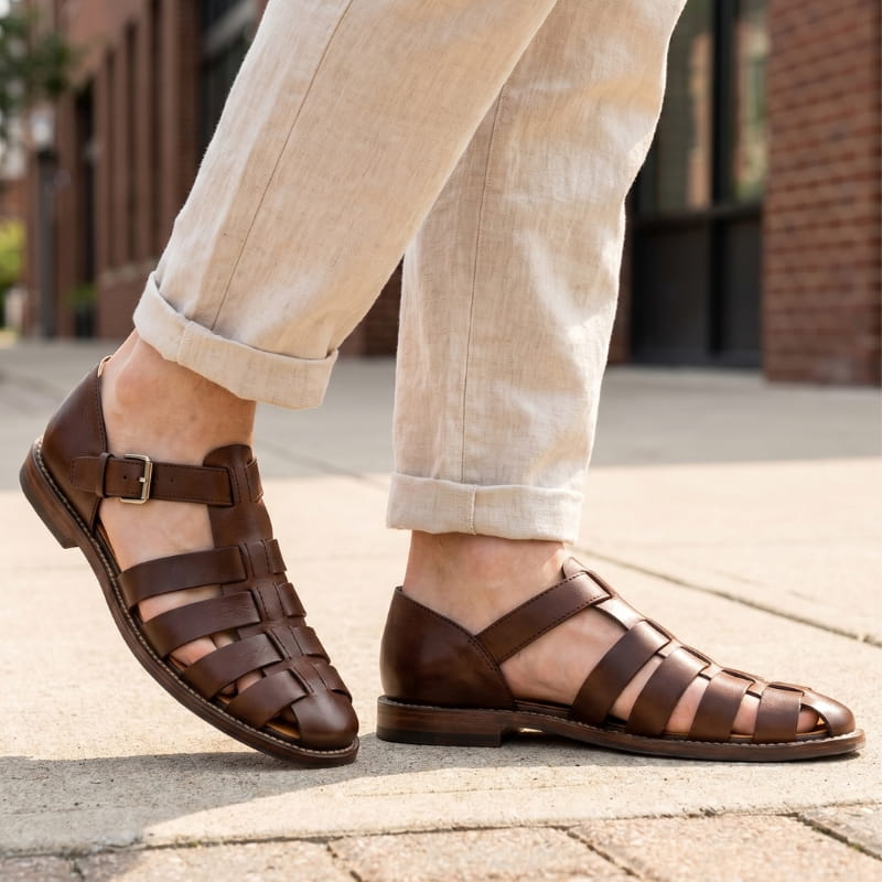 Marvin Leather Fisherman Sandals – Breathable Closed-Toe Buckled Footwear