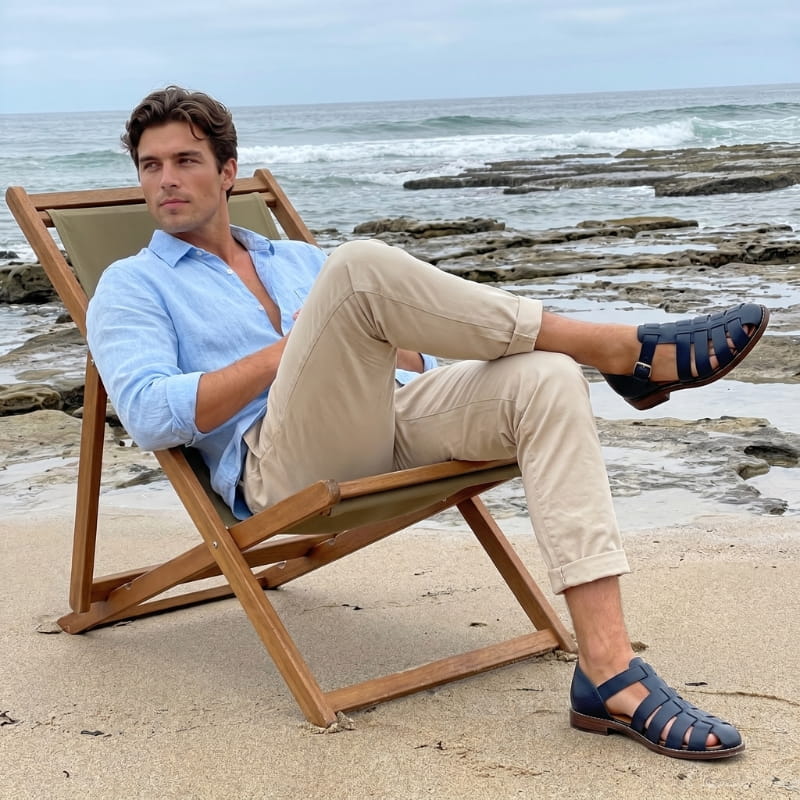 Marvin Leather Fisherman Sandals – Breathable Closed-Toe Buckled Footwear