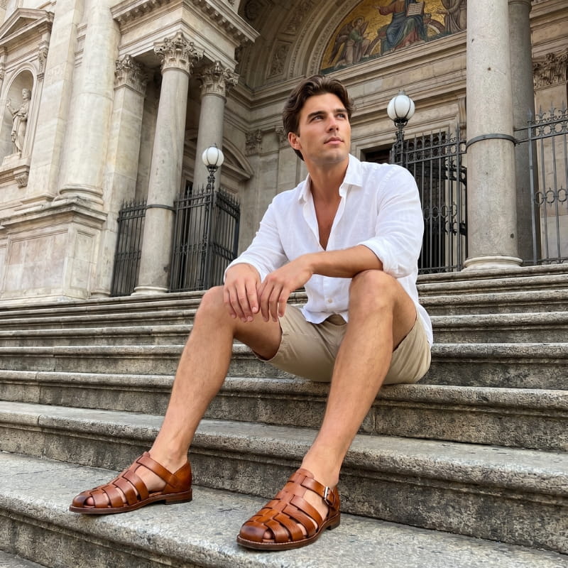 Marvin Leather Fisherman Sandals – Breathable Closed-Toe Buckled Footwear