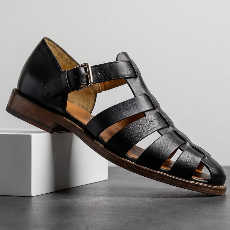 Marvin Leather Fisherman Sandals – Breathable Closed-Toe Buckled Footwear