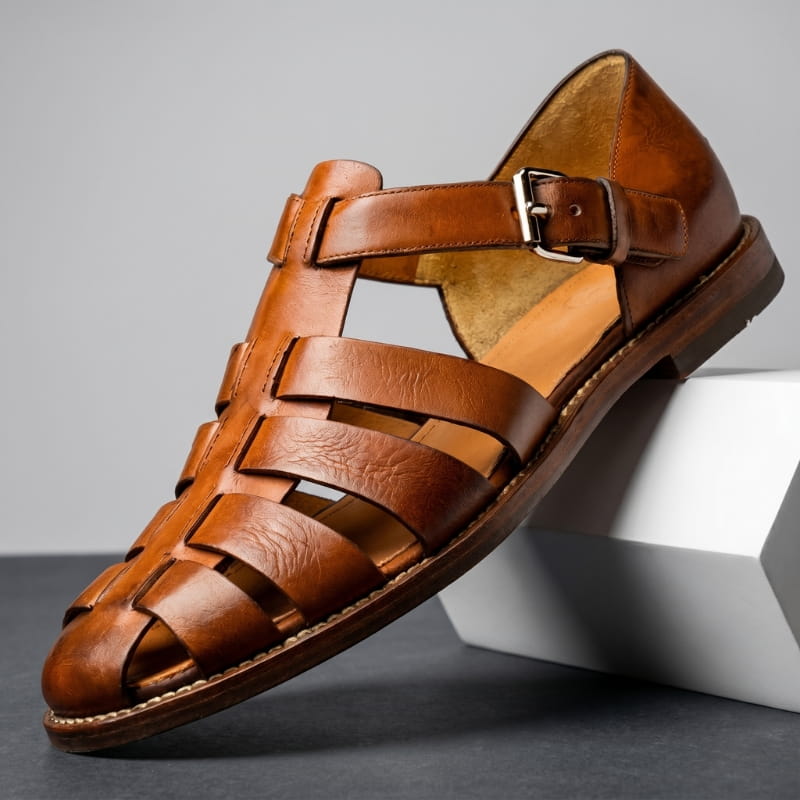 Marvin Leather Fisherman Sandals – Breathable Closed-Toe Buckled Footwear