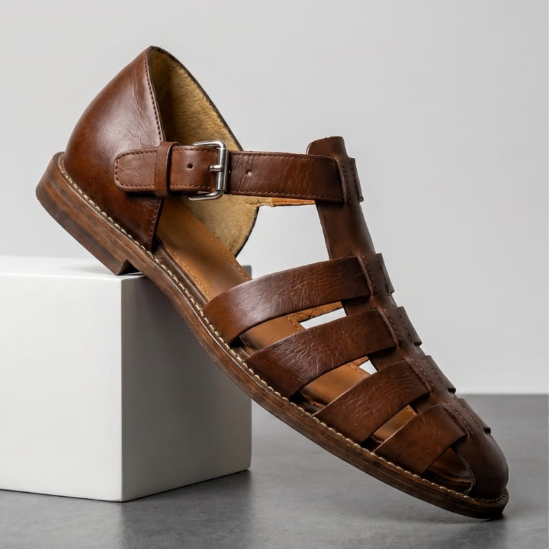 Marvin Leather Fisherman Sandals – Breathable Closed-Toe Buckled Footwear