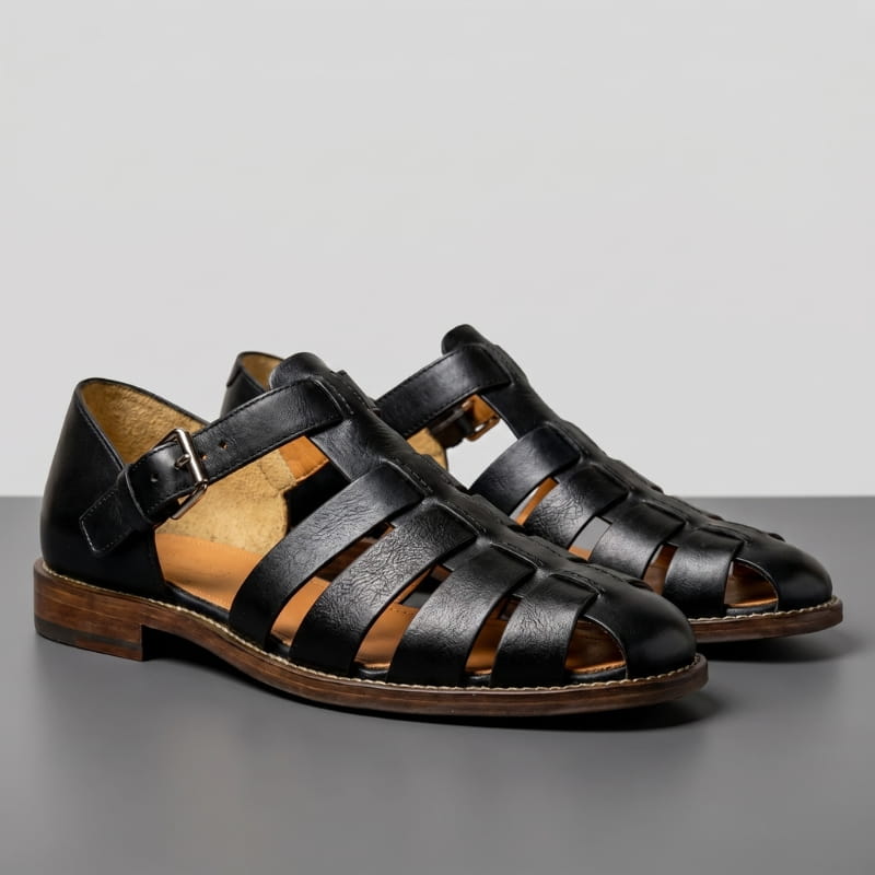 Marvin Leather Fisherman Sandals – Breathable Closed-Toe Buckled Footwear