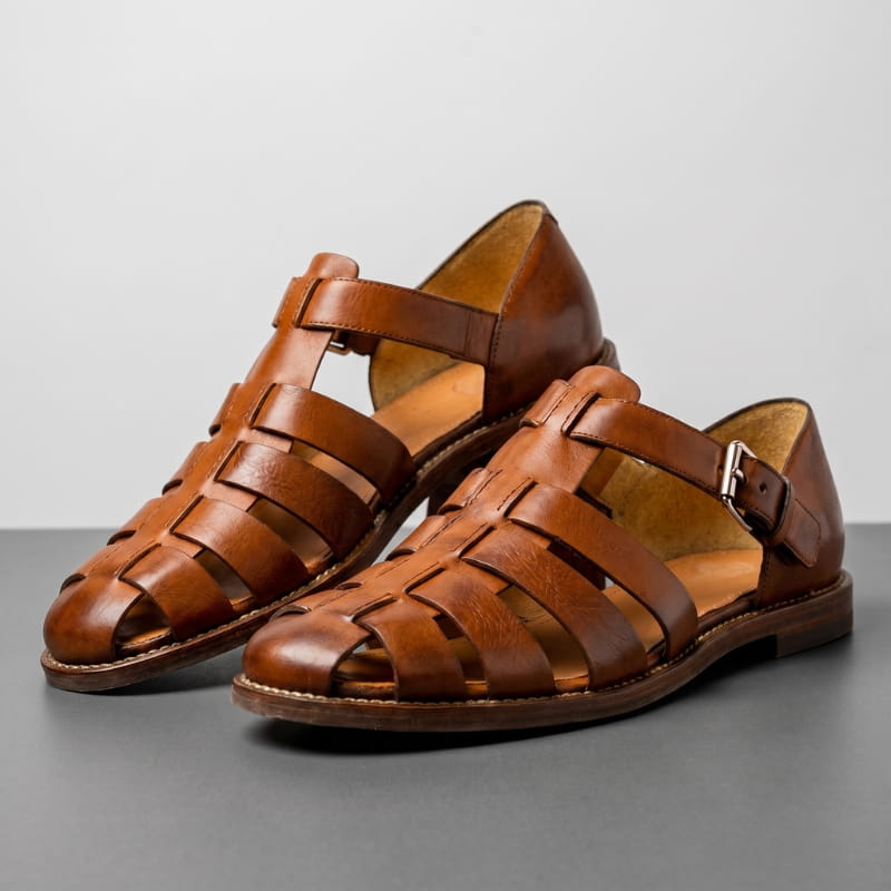 Marvin Leather Fisherman Sandals – Breathable Closed-Toe Buckled Footwear