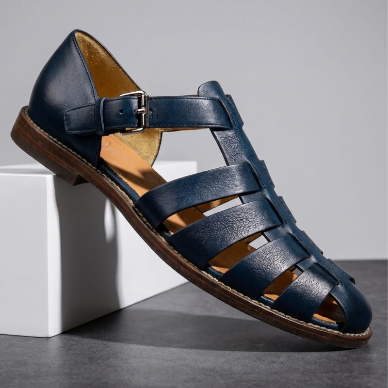Marvin Leather Fisherman Sandals – Breathable Closed-Toe Buckled Footwear
