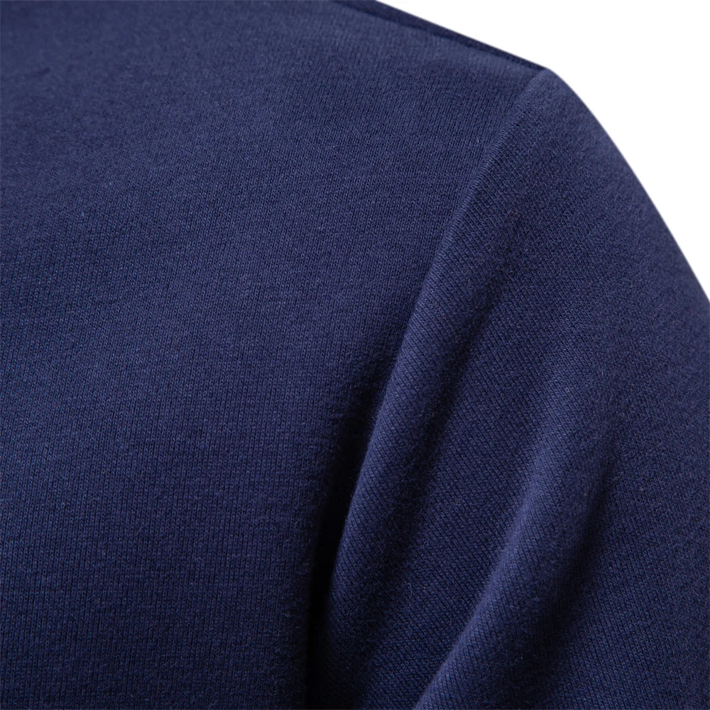 Mauro Cotton Fleece Rugby Shirt – Contrast Collar Ribbed Cuffs Pullover Top
