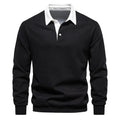 Mauro Cotton Fleece Rugby Shirt – Contrast Collar Ribbed Cuffs Pullover Top