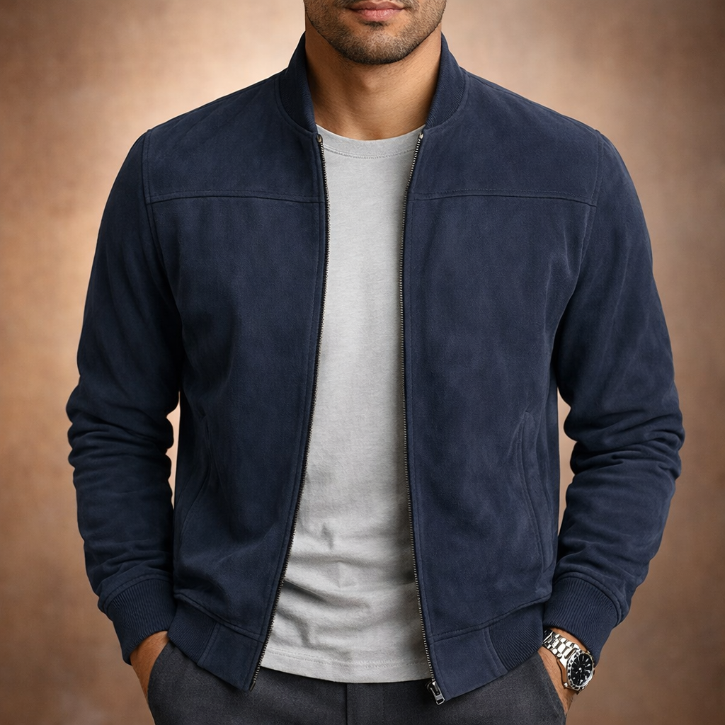 Mauro Suede Bomber Jacket – Tailored Lightweight Smart-Casual Outerwear