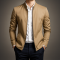 Mikael Cotton Blend Zip Jacket – Mandarin-Collar Tailored-Fit Outerwear