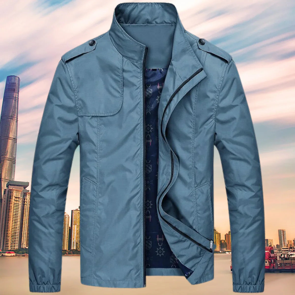 Orson Nylon Windbreaker Jacket – Slim-Fit Stand-Collar Water-Resistant Outerwear